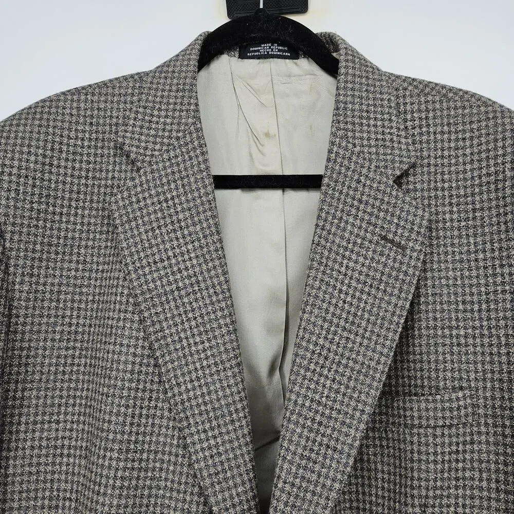 Towncraft 46R Mens Sports‎ Jacket Coat Blazer Houndstooth Wool Silk Blend Tan